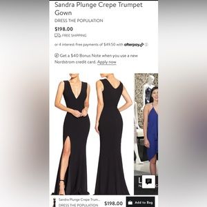Dress The Population Sandra Plunge Crepe Trumpet Gown in Black